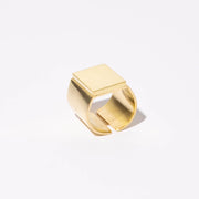 Smooth Adjustable Signet Ring - Brass