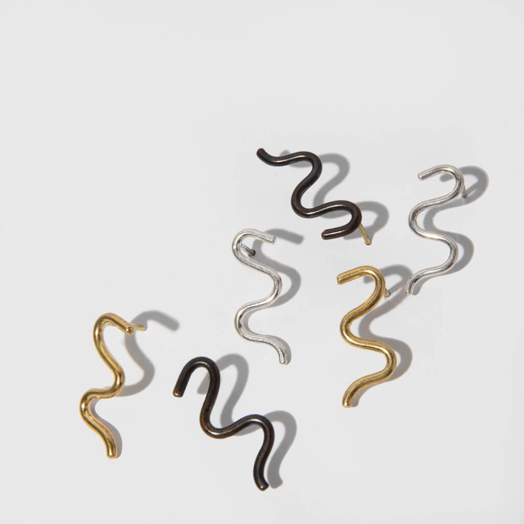 Wavy Stud Earrings  - Brass