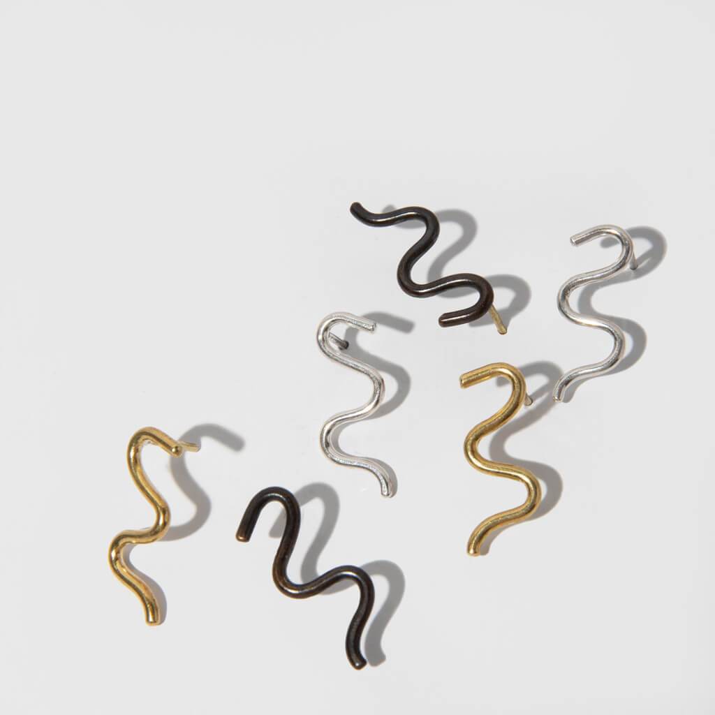 Wavy Stud Earrings - Oxidized Brass