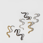 Wavy Stud Earrings - Oxidized Brass