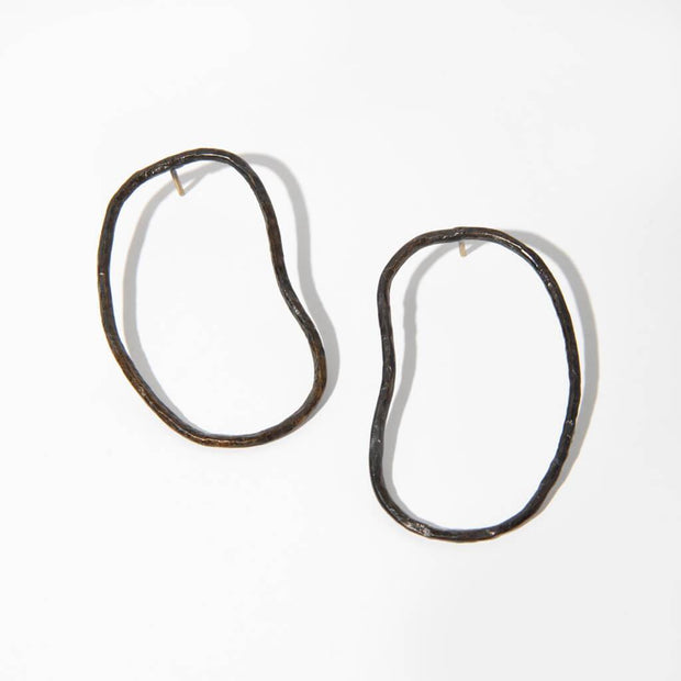 Pool Statement Earrings - Oxidized Brass