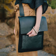 Felt + Leather Messenger Bag | Black