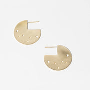 Moon Coin Hoop Earrings | Brass or Sterling