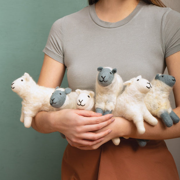 Hand Felted Small Sheep - White