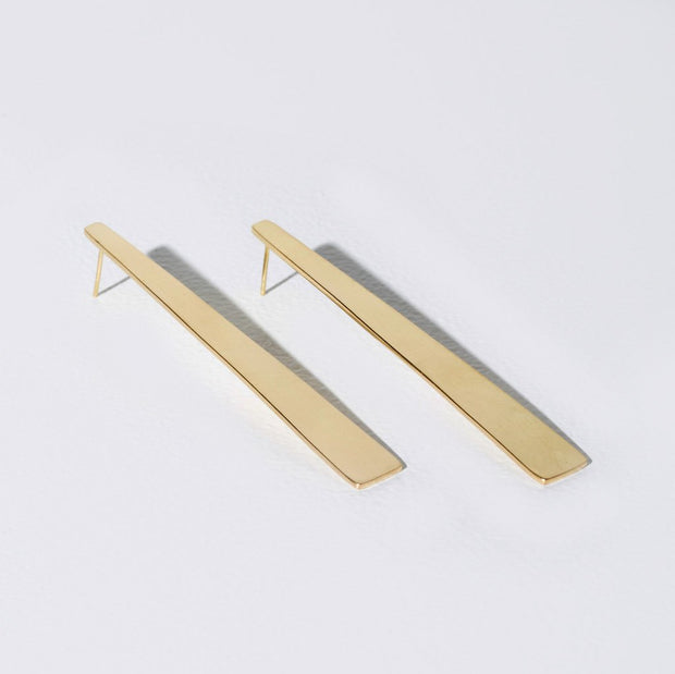 Smooth Path Statement Earrings | Brass