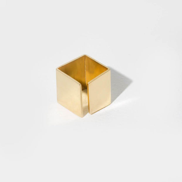 Smooth Path Adjustable Square Ring | Brass