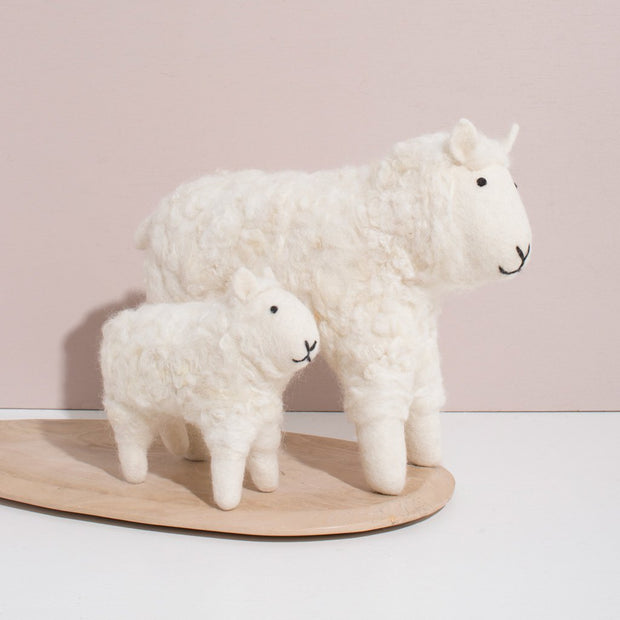 Hand Felted White Sheep Duo