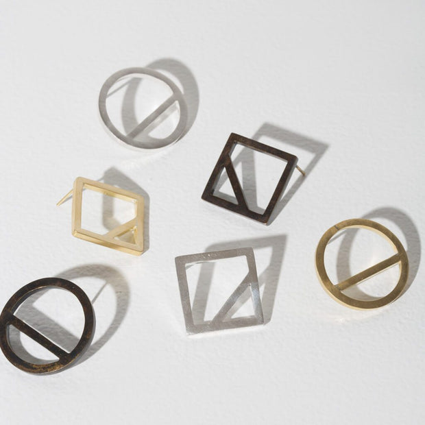 Wink Circle Earrings | Oxidized Brass