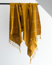 Oversized Woven Towel in Mustard Yellow Stripes