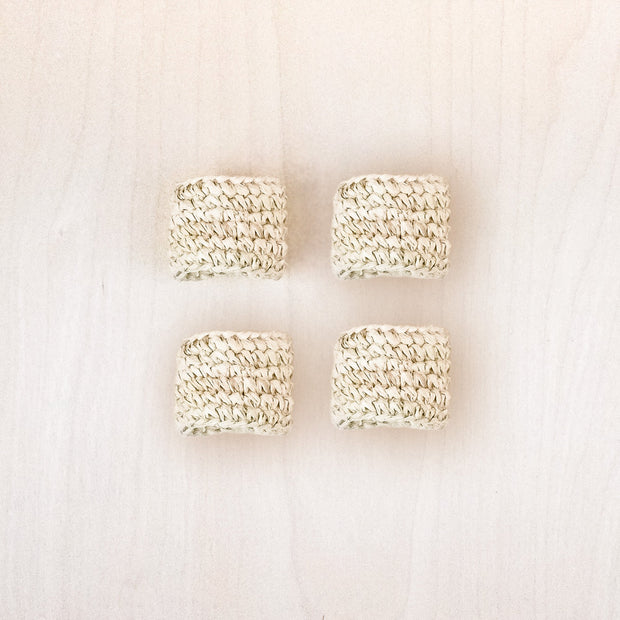 Natural Raffia Crochet Napking Rings, set of 4 - Natural Fiber | LIKHA