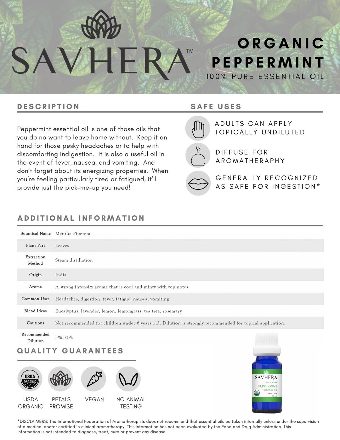 Organic Peppermint Essential Oil