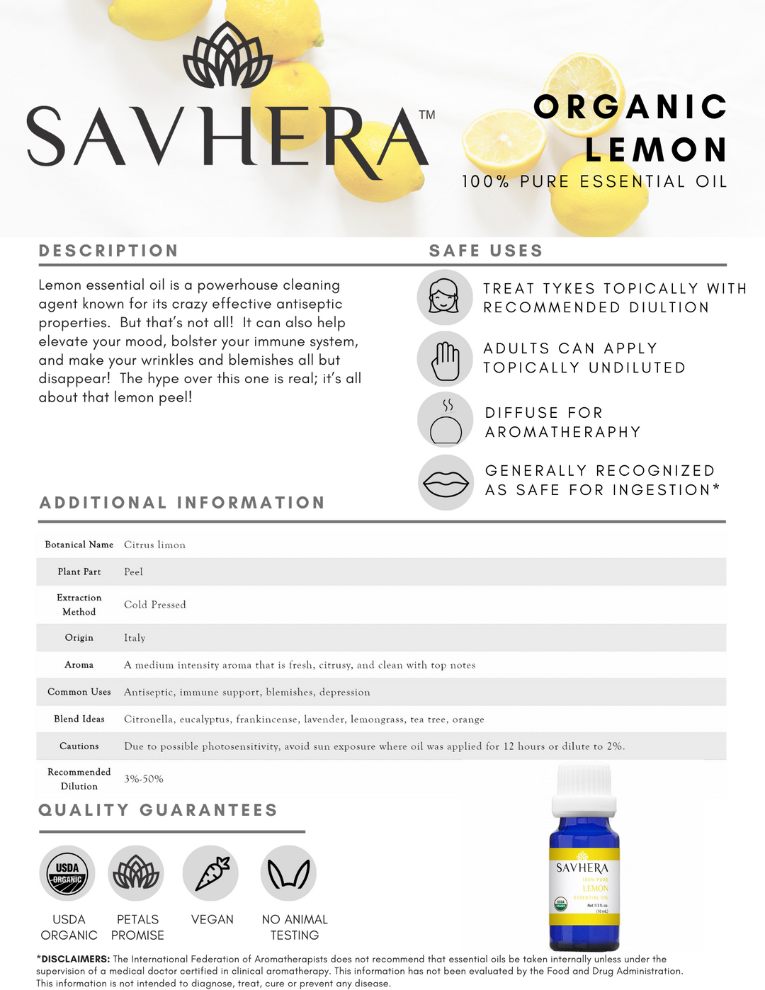 Organic Lemon Essential Oil