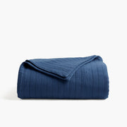 Organic Channel Stitch Matelasse Blanket - Insignia Blue