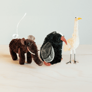 Set of 3 Wildlife Animal Ornaments - Penguin, Elephant, Heron