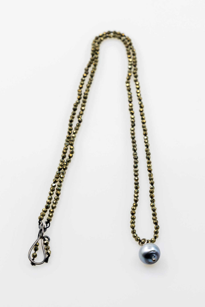 Pyrite Necklace with Tahitian Pearl