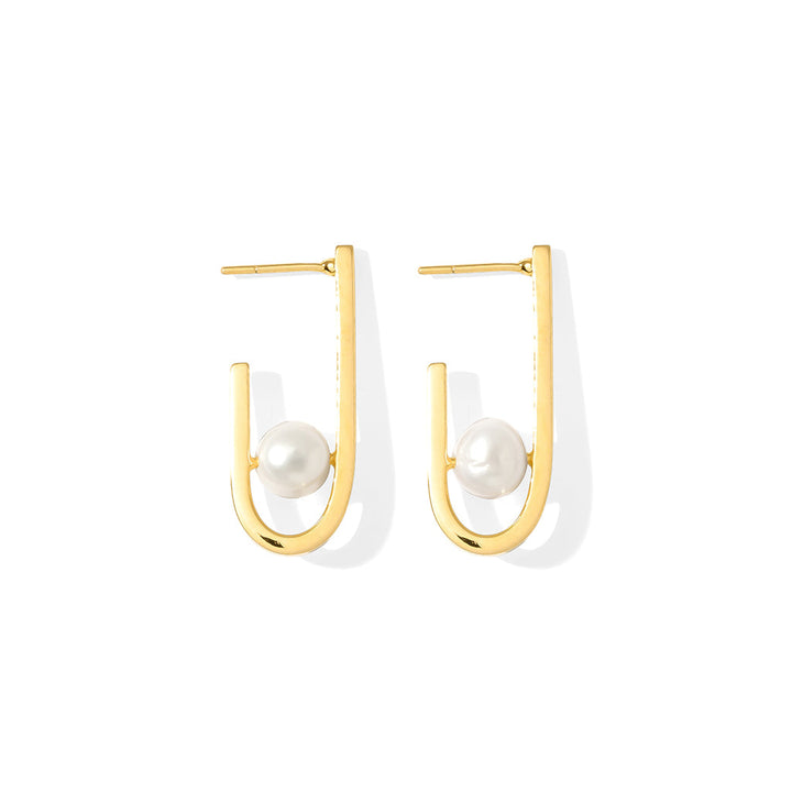 J Hoop Freshwater Pearl Earrings