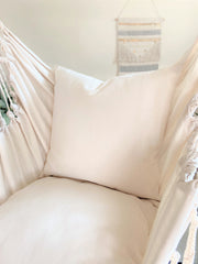 White Macrame Hammock Chair Swing + 2 Pillows Set