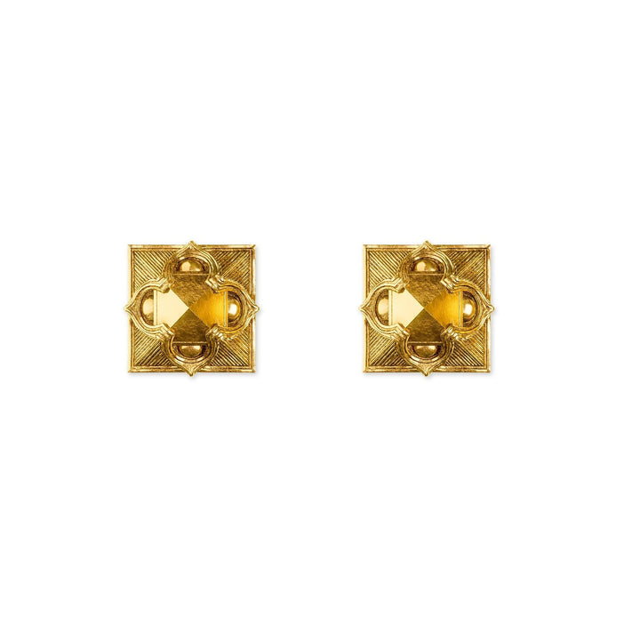 Pyramid Stud Earrings - 18k Gold