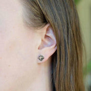 Pyramid Stud Earrings - Silver