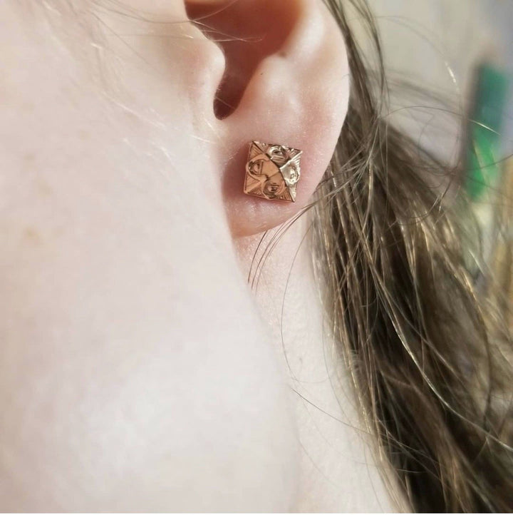 Pyramid Stud Earrings - Rose Gold