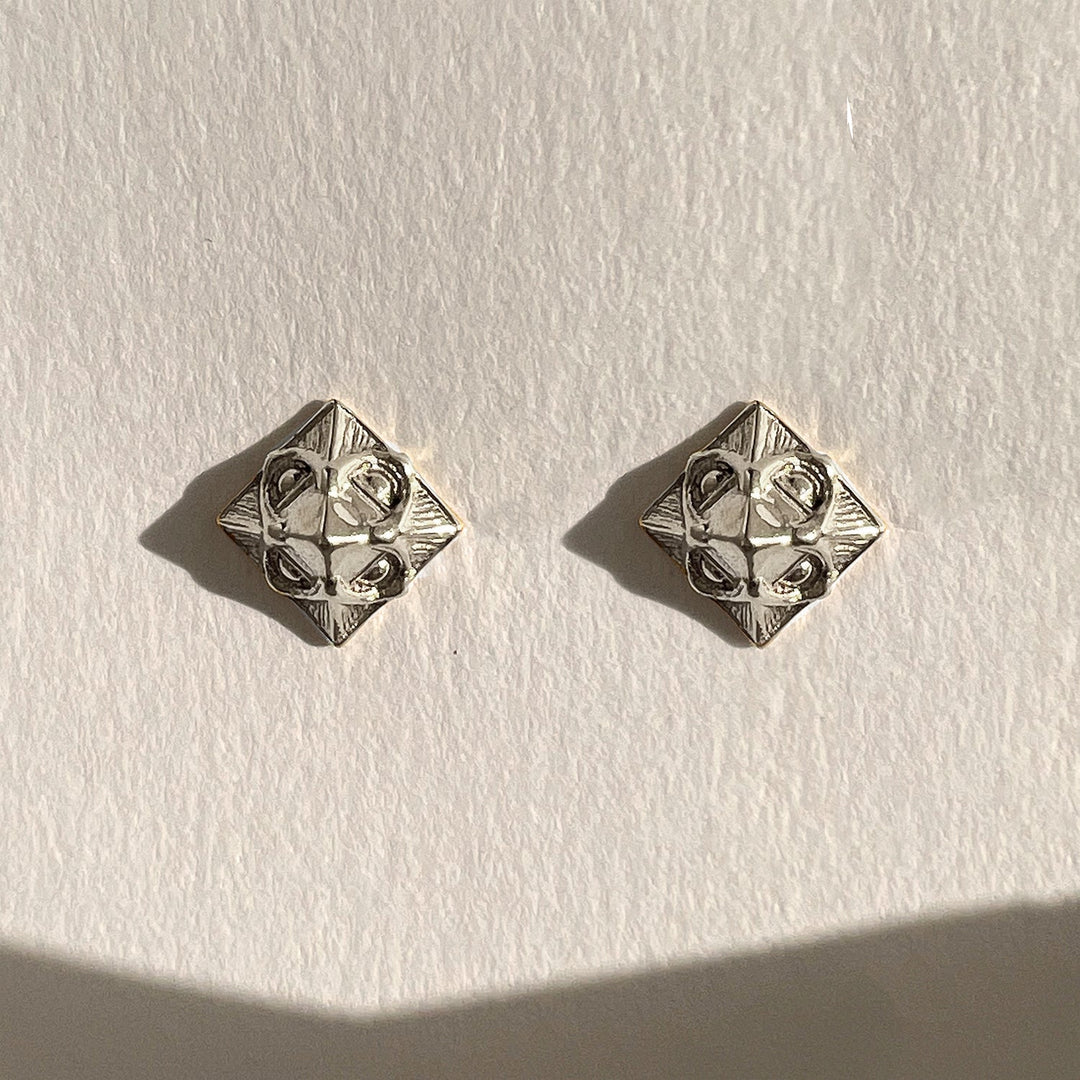 Pyramid Stud Earrings - Silver