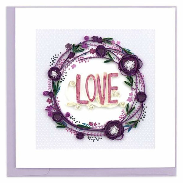 Purple Love Wreath Quilled Card