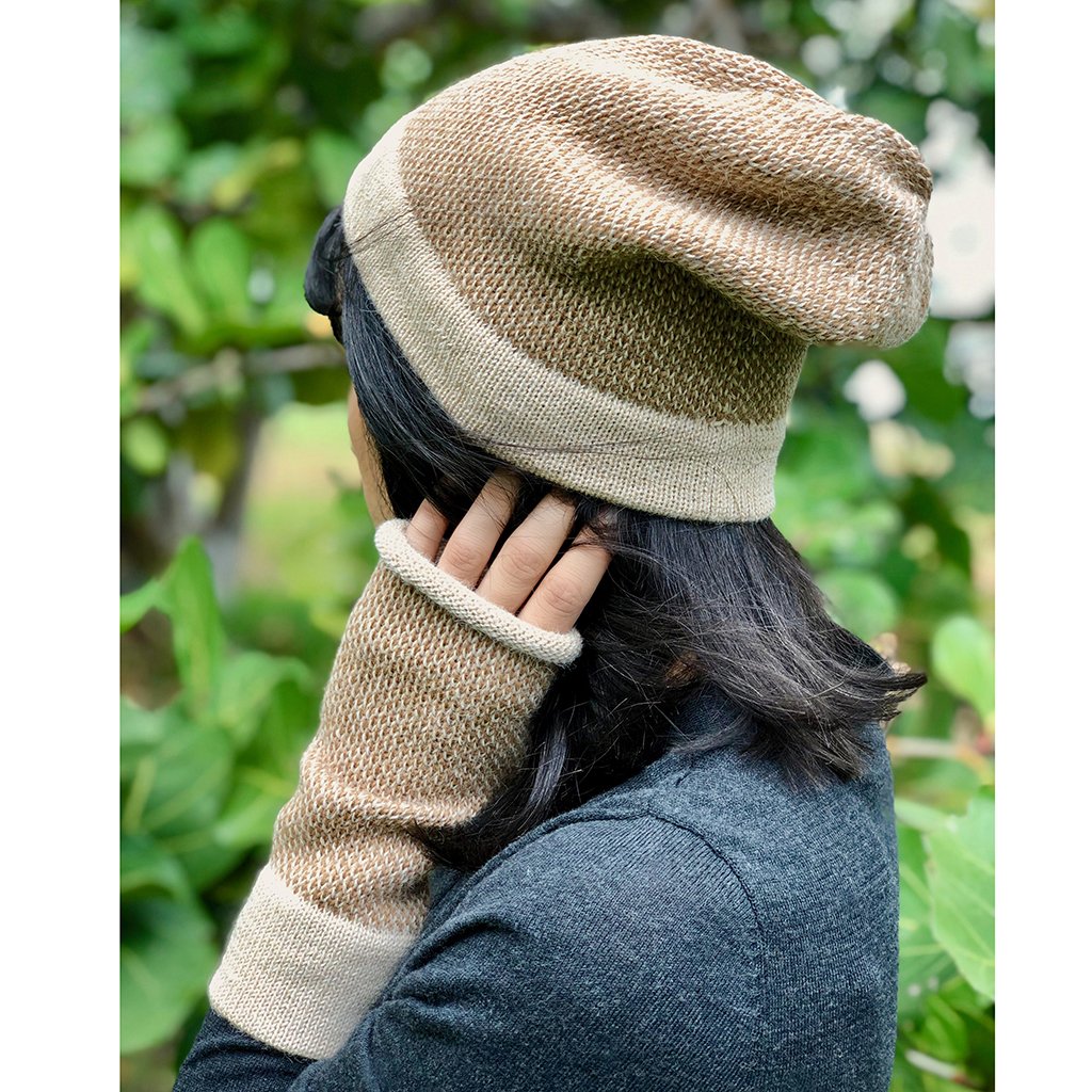 Camel Interwoven Alpaca Beanie