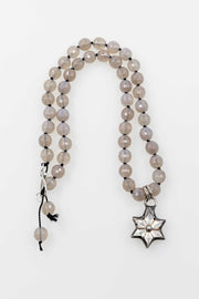 Gray Onyx Necklace with Mercury Glass Pendant
