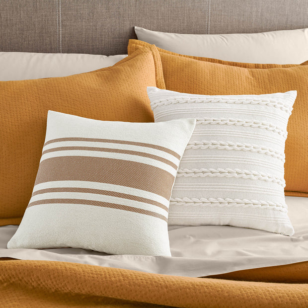 Striped Handmade Pillow - Warm Beige