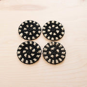 Two-tone Round Braided Coasters, Black and White Set of 4 - Natural Fiber | LIKHA