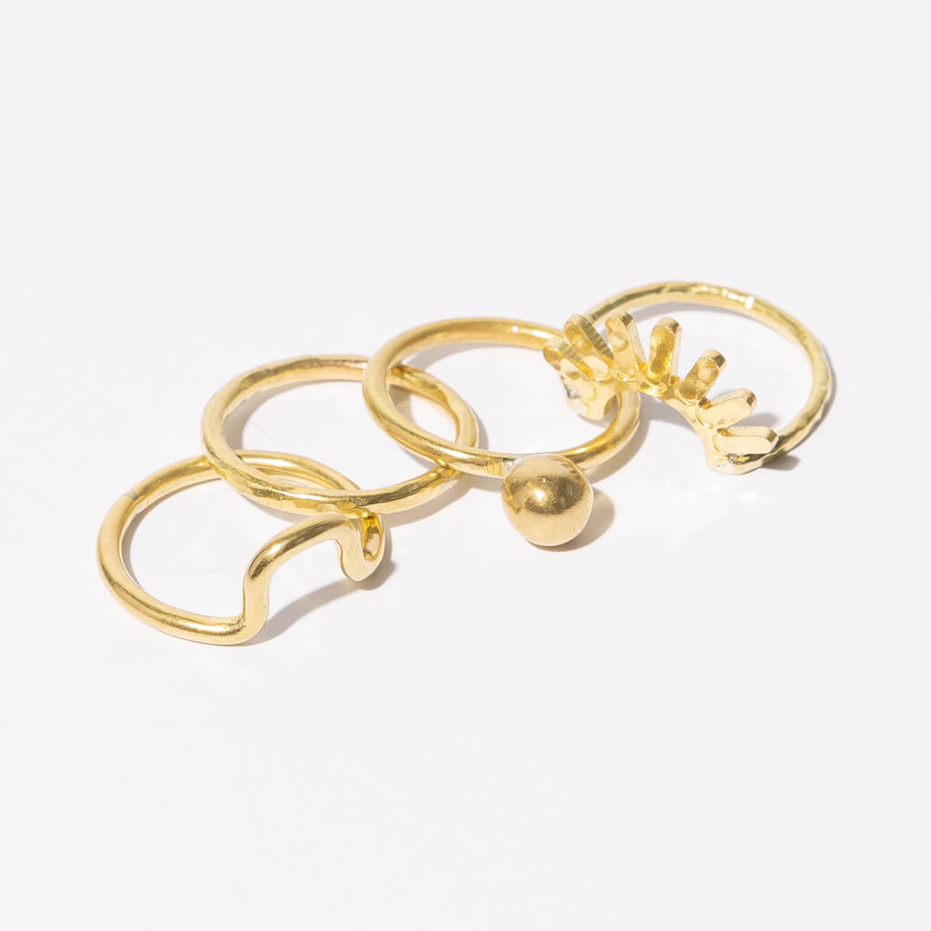 Simple Band Stacking Ring - Hammered Brass