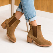 Ana Go-To Heeled Chelsea Boot Taupe Suede