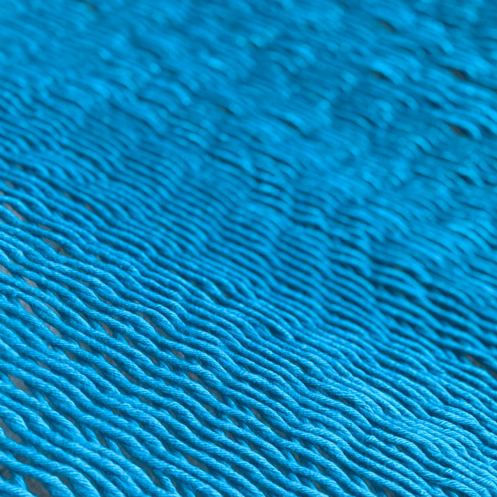 Woven Aqua Blue Hammock With Wood Spreaders | JULIANNA