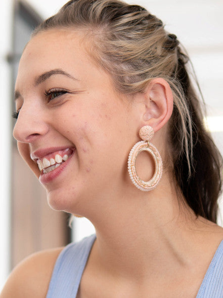 Blush Beaded Loop Earrings
